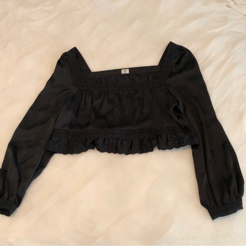 ⭐️SOLD⭐️ NWOT Aritzia Sunday Best May Day Blouse in Black L - Picture 2 of 8